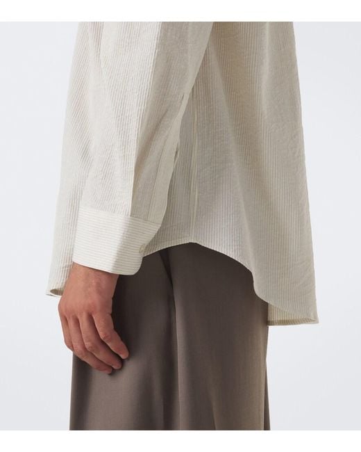 Studio Nicholson White View Striped Cotton And Linen Shirt for men