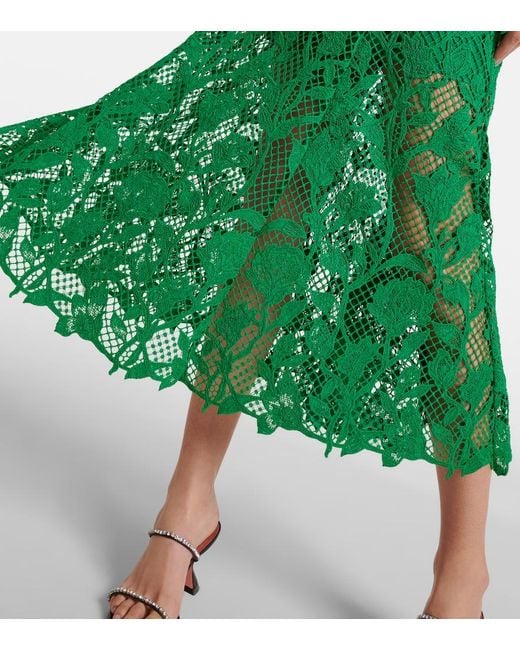 Self-Portrait Green Lace Sleeveless Midi Dress