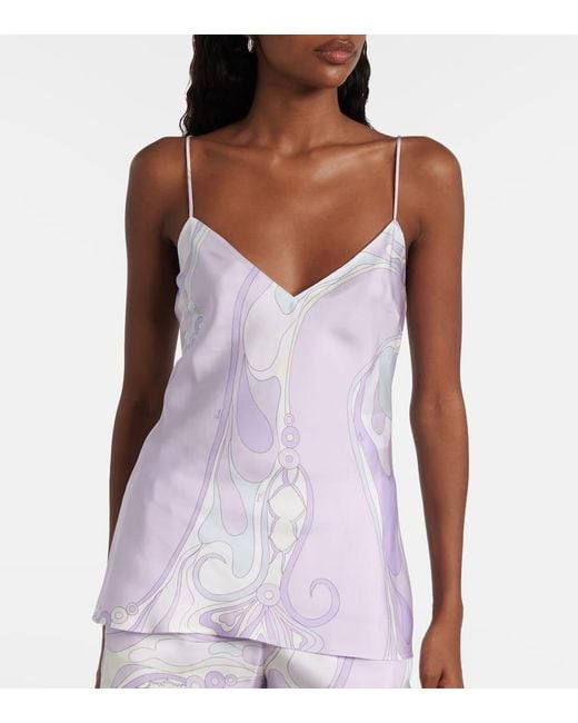 Emilio Pucci Purple Top Orchidee Aus Seidensatin