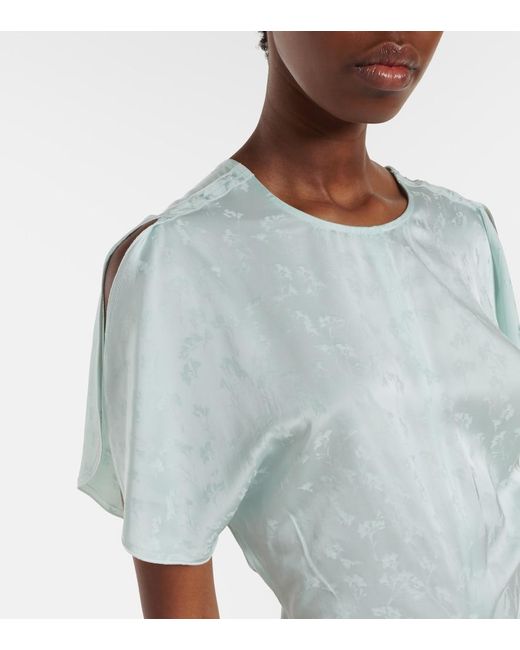 Victoria Beckham Green Gathered Jacquard Midi Dress