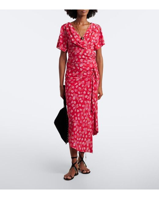 Isabel Marant Red Faljane Floral Silk-Blend Top