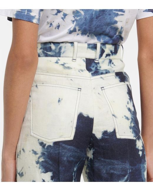 Chloé Blue Chloe Tie-dye Linen Flared Pants