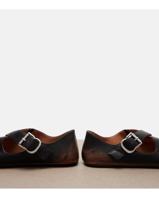 Alaïa Brown Leather Ballet Flats