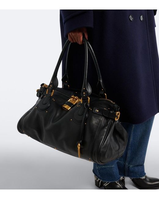 Chloé Black Paddington Xl Leather Shoulder Bag
