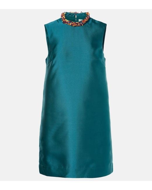 ALÉMAIS Blue Beaded Minidress