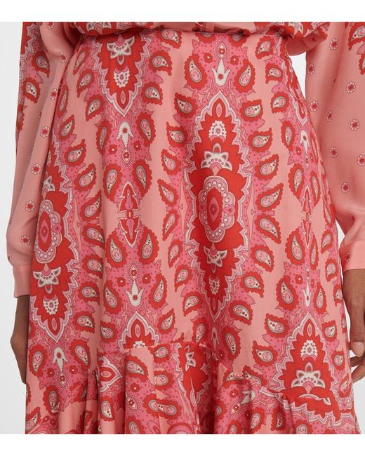 Etro Red Cotton Skirt With Decorative Pattern