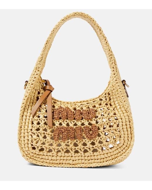 Sac Wander Small A Logo Miu Miu en coloris Metallic