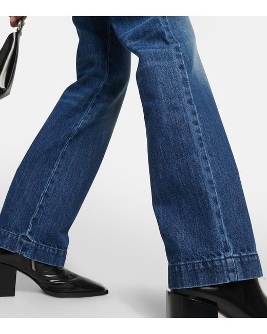 Peter Do Blue Patchwork High-Rise Straight Jeans