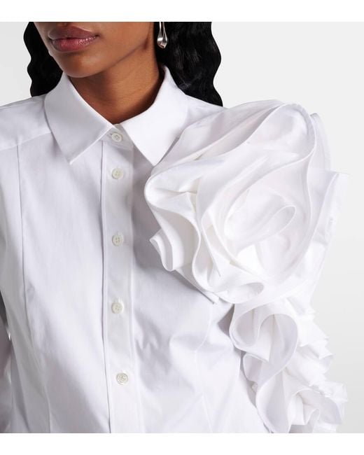 Camisa Rosette De Algodon Carolina Herrera de color White