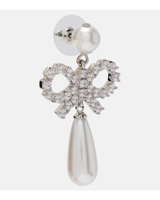 Orecchini Pendenti Con Perle Bijoux di Self-Portrait in White