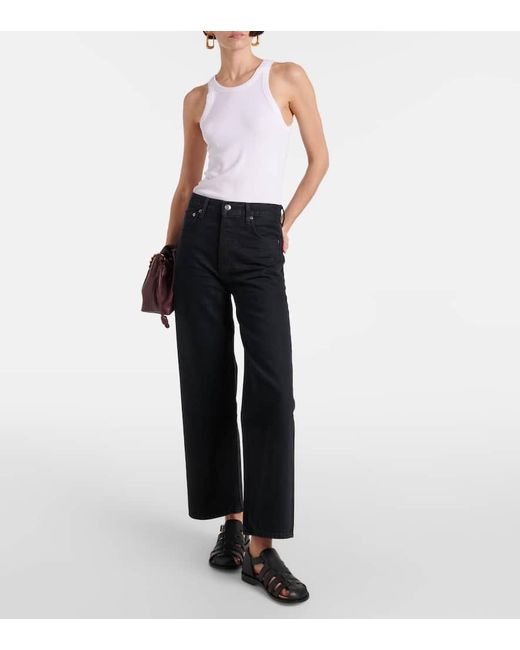 Agolde Black High-Rise Cropped Straight Jeans Ren