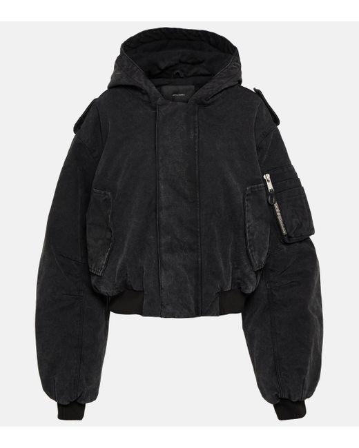 Entire studios Black W2 Cropped Bomber Jacket