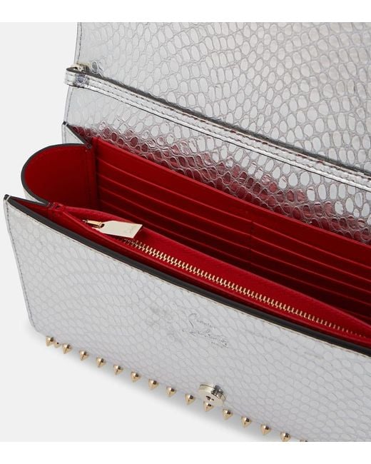 Christian Louboutin Gray Paloma Snake-Effect Leather Clutch
