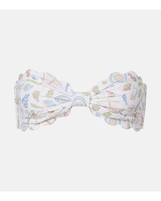 Marysia Swim White Antibes Scalloped Bandeau Bikini Top