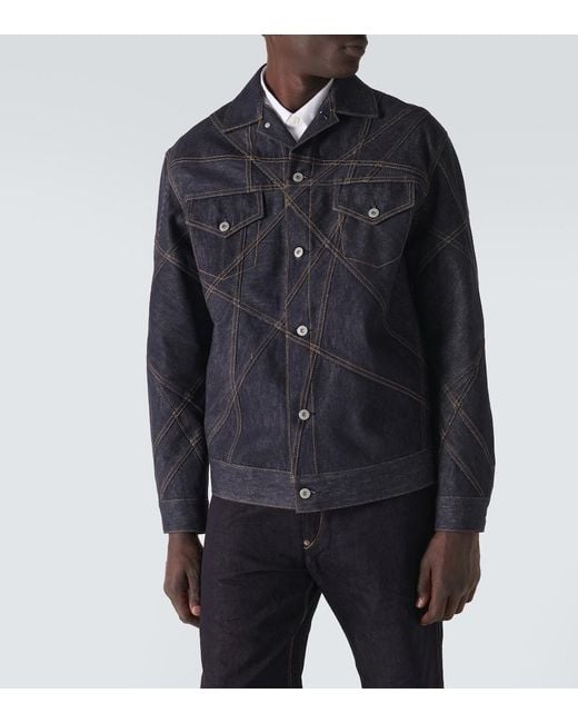 Junya Watanabe Blue Embroidered Denim Jacket for men