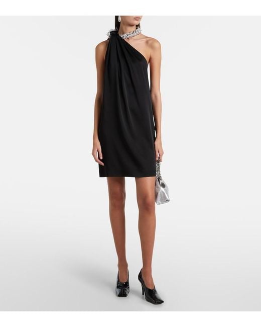 Stella McCartney Black Embellished Satin Minidress