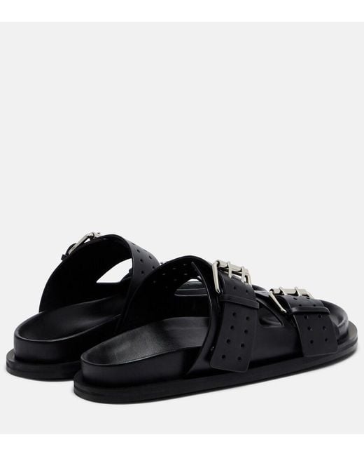 A.Emery Black Leon Leather Slides