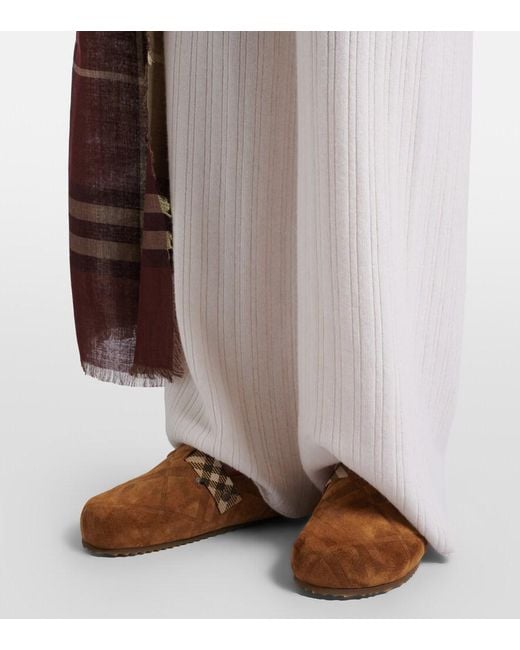 Burberry Brown Urchin Shearling-Lined Suede Clogs