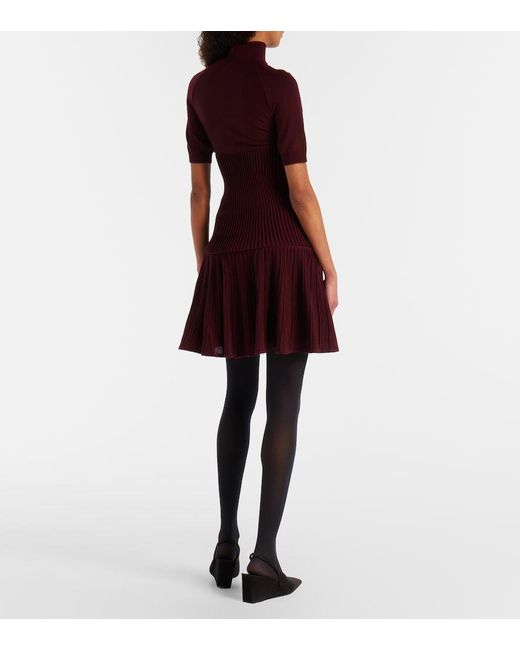 Alaïa Red Ribbed-Knit Wool-Blend Miniskirt