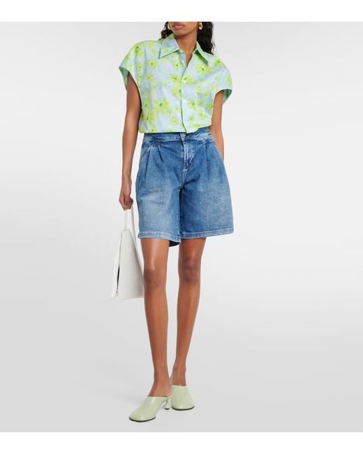 Shorts Di Jeans A Vita Alta di AG Jeans in Blue