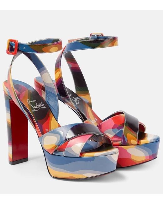 Christian Louboutin Blue Plateausandalen Supramariza 130 Aus Leder