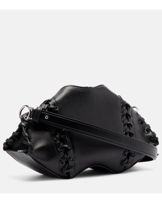 McQueen Black Manta Small Leather Shoulder Bag
