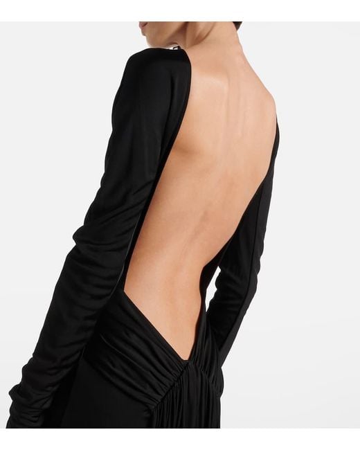 David Koma Black Gathered Jersey Gown