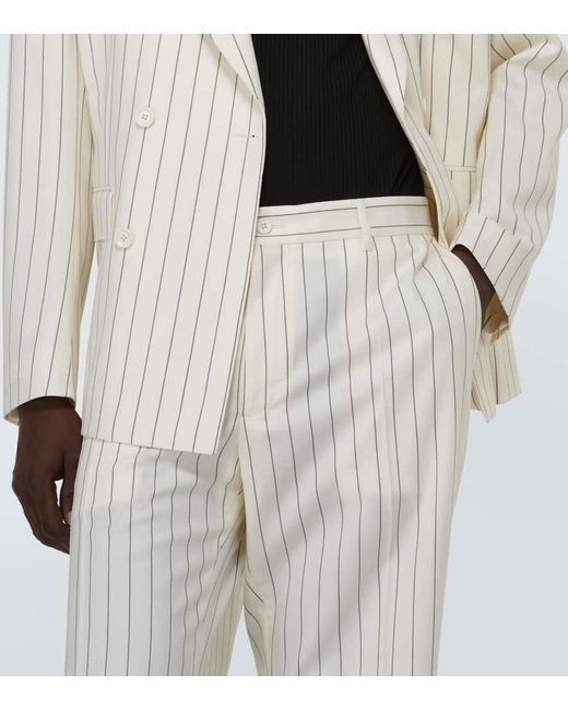 Pantalones de traje de lana con raya diplomatica Dolce & Gabbana de hombre de color White