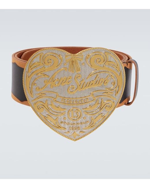 Acne White Logo Leather Belt for men