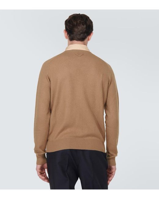 Prada Natural Layered Cashmere Cardigan for men