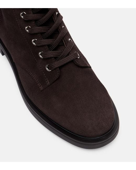 Gianvito Rossi Black Shearling-Lined Suede Combat Boots