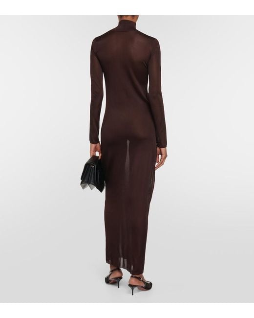 Alaïa Black High-Neck Knit Maxi Dress