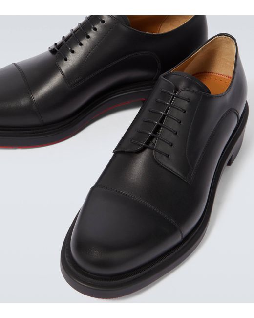 Christian Louboutin Black Urbino Leather Derby Shoes for men