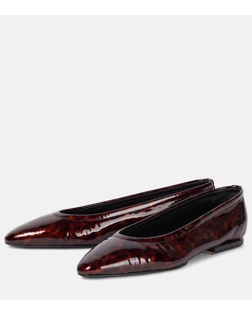 Loro Piana Brown Primula Patent Leather Ballet Flats