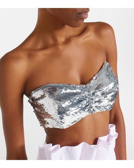 Simone Rocha Gray Sequined Bandeau Top