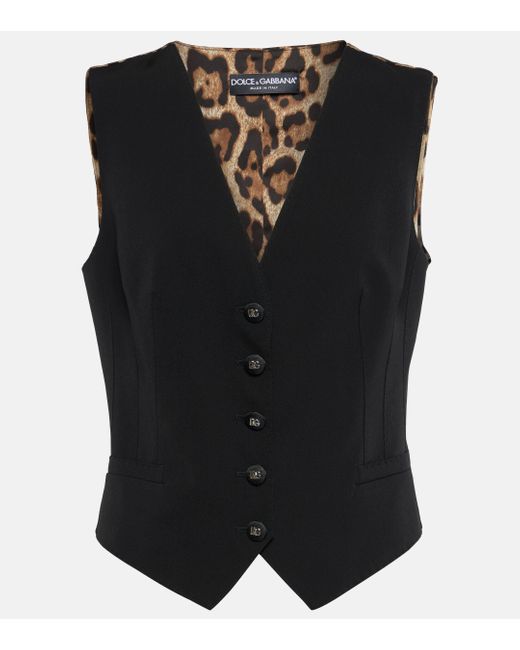 Dolce & Gabbana Black Wool-blend Vest