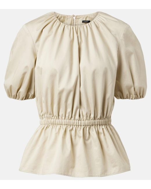 Joseph Natural Merlin Peplum Cotton Blouse