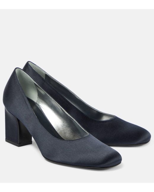 The Row Blue Fiore Satin Pumps