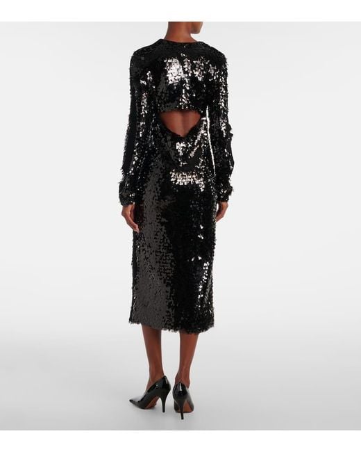 Sportmax Black Elleni Sequined Jersey Midi Dress