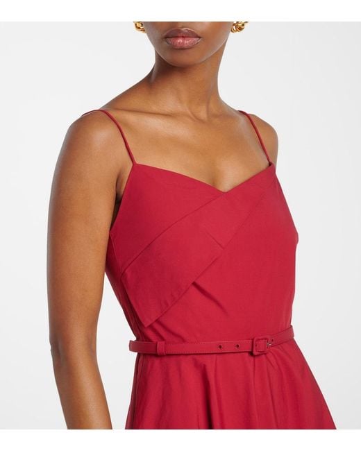 Roland Mouret Red Cotton Poplin Midi Dress