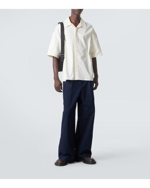 Loewe Blue Pleated Cotton Gabardine Wide-Leg Pants for men