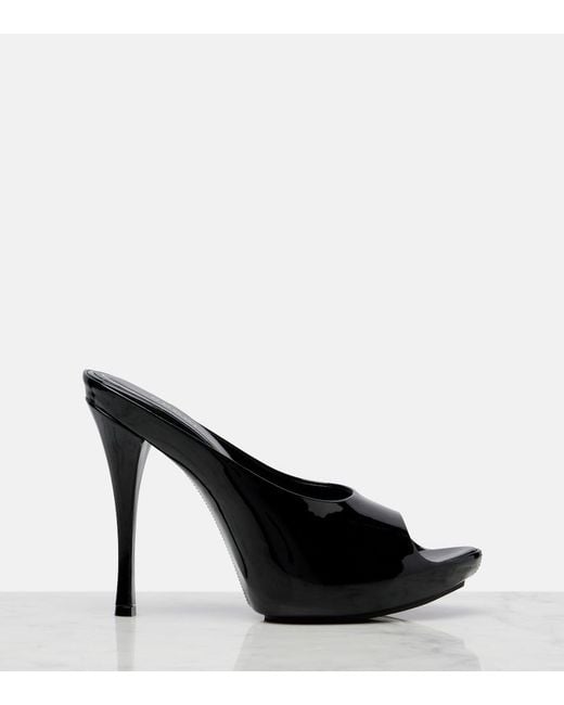 Gucci Black Viv Patent Leather Platform Mules
