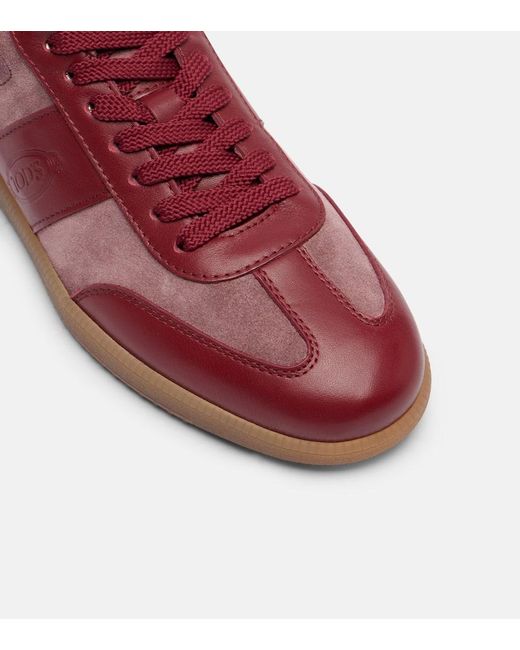 Tod's Red Tabs Leather And Suede Sneakers