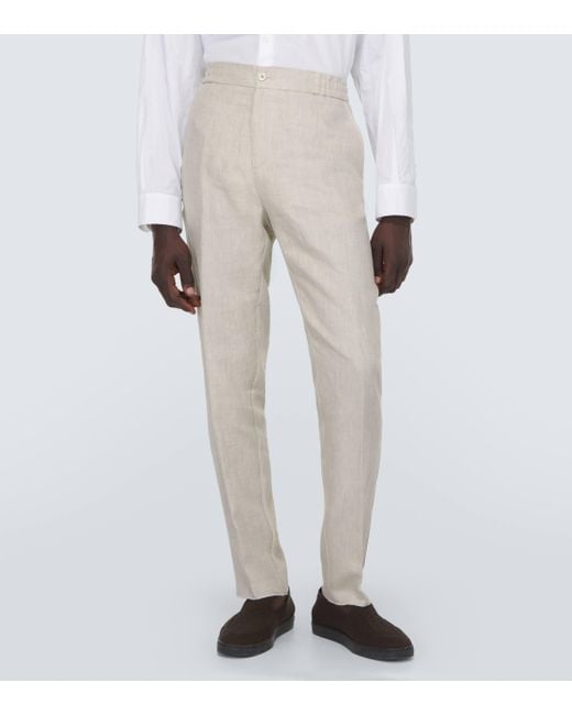 Etro Natural Linen Straight Pants for men