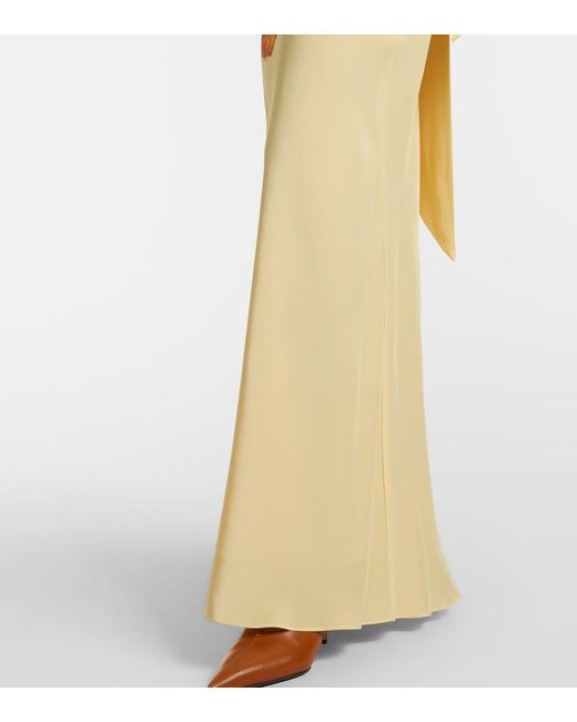 Rodarte Metallic Scarf-Detail Floral Silk Crepe Gown
