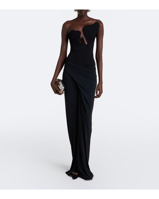 Christopher Esber Black Salacia Ribbed-Knit Jersey Top