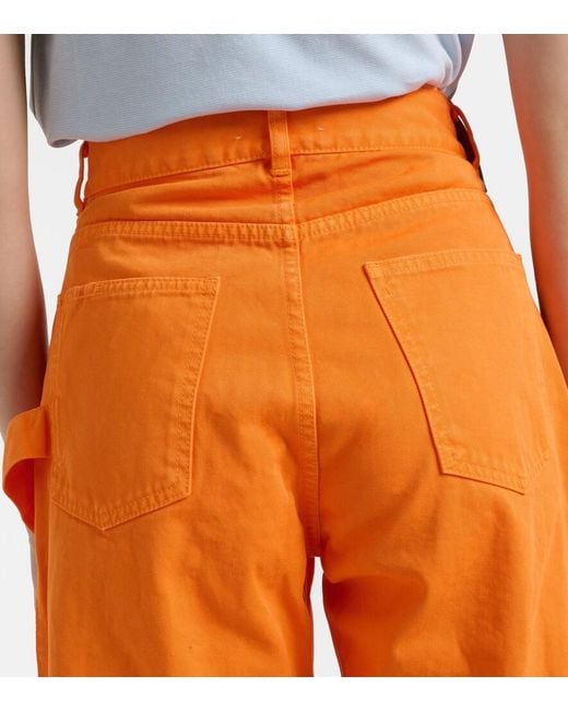 J.W. Anderson Orange Embroidered High-Rise Straight Jeans
