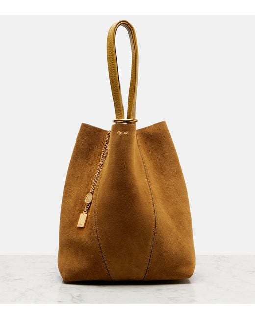 Chloé Brown Spin Medium Suede Tote Bag