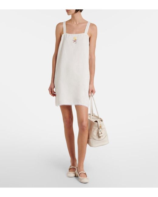 Prada White Large Leather-Trimmed Canvas Tote Bag