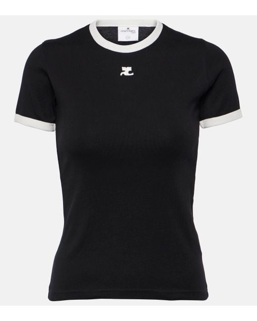Courreges Black Logo Cotton Jersey T-shirt